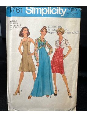 Simplicity 6761 Misses Sewing Pattern Size 6 - 8 Dress Jacket Uncut Vintage 1974
